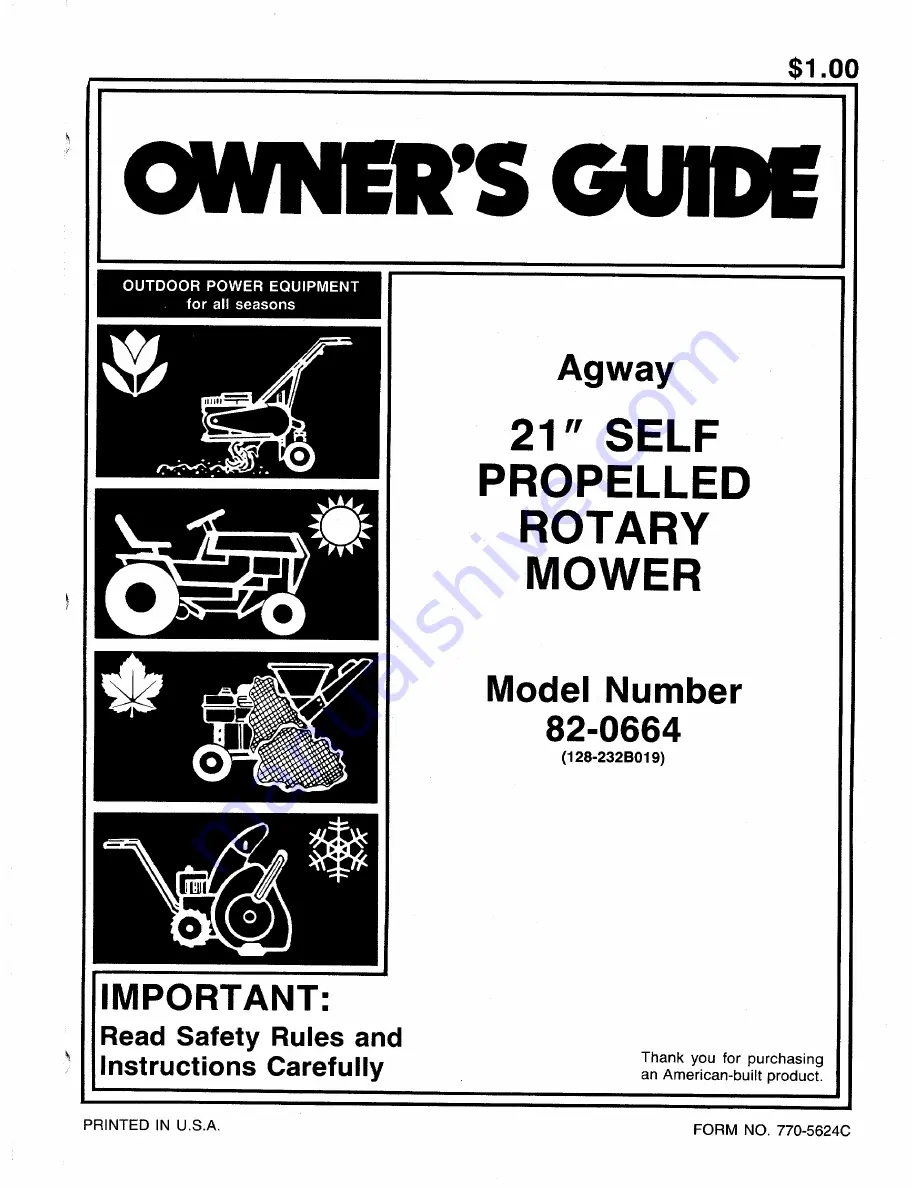 MTD 82-0664 Owner'S Manual Download Page 1