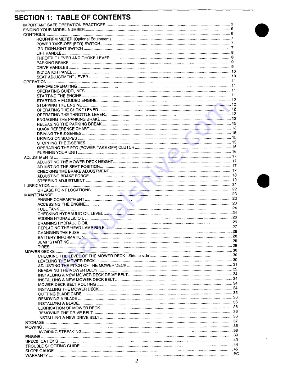 MTD Cub Cadet Z-42 Owner'S Manual Download Page 2