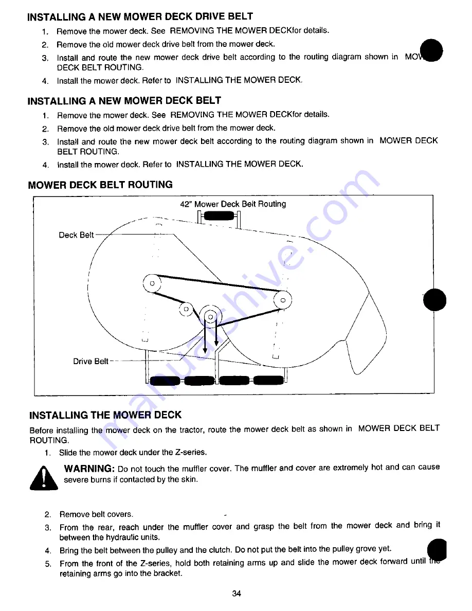 MTD Cub Cadet Z-42 Owner'S Manual Download Page 34