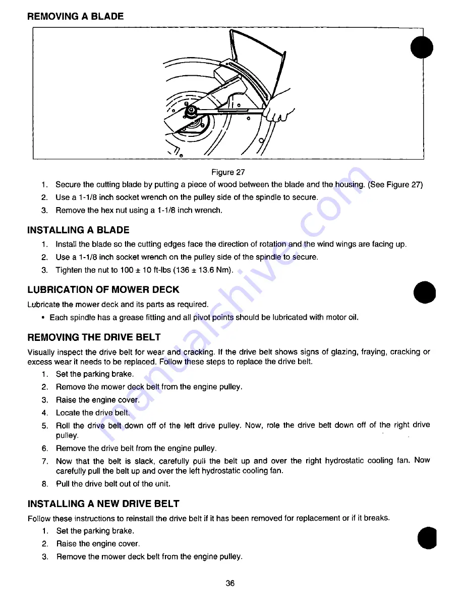 MTD Cub Cadet Z-42 Owner'S Manual Download Page 36