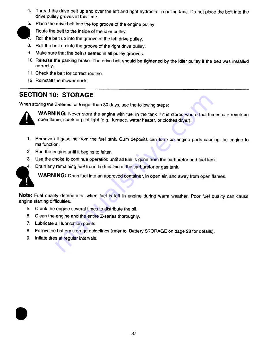 MTD Cub Cadet Z-42 Owner'S Manual Download Page 37