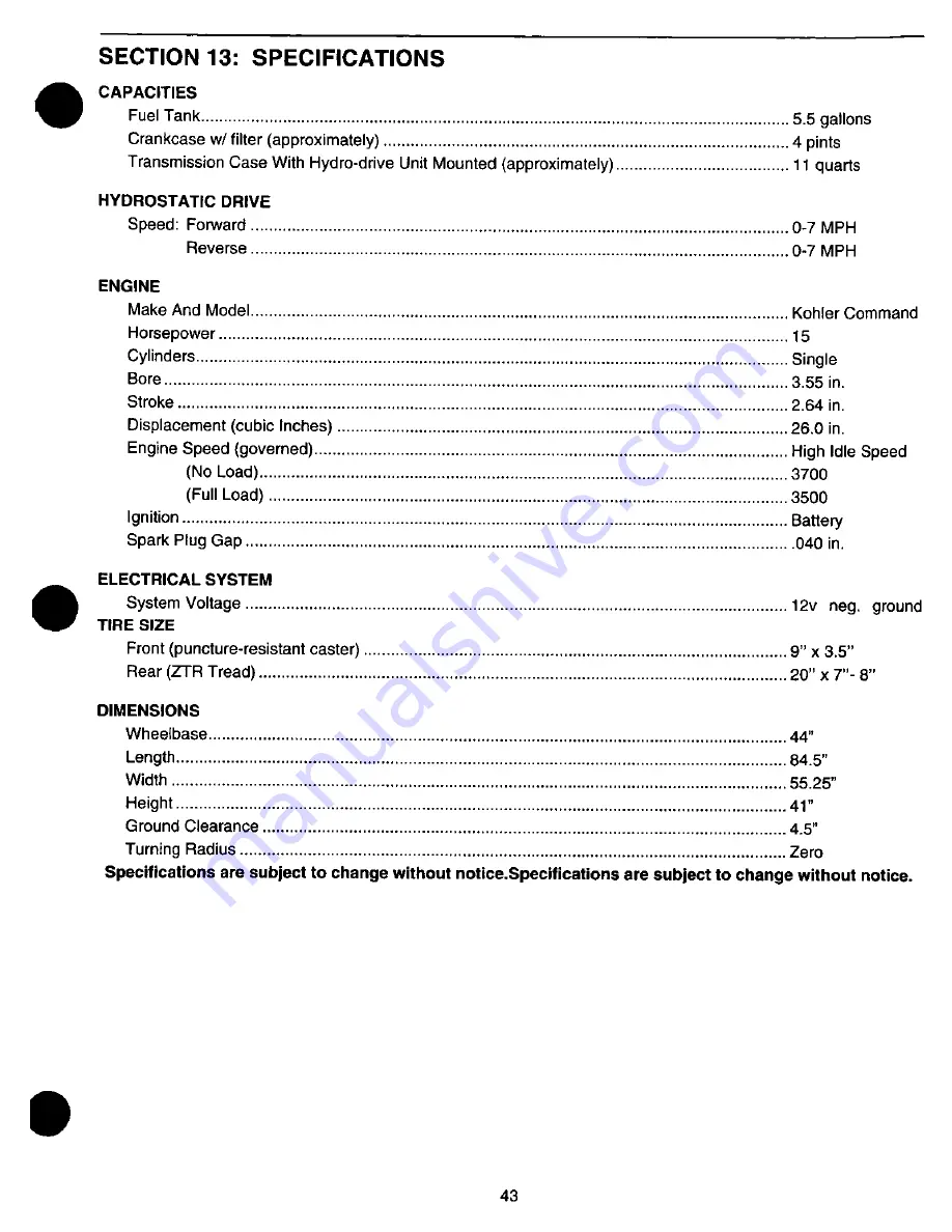 MTD Cub Cadet Z-42 Owner'S Manual Download Page 43