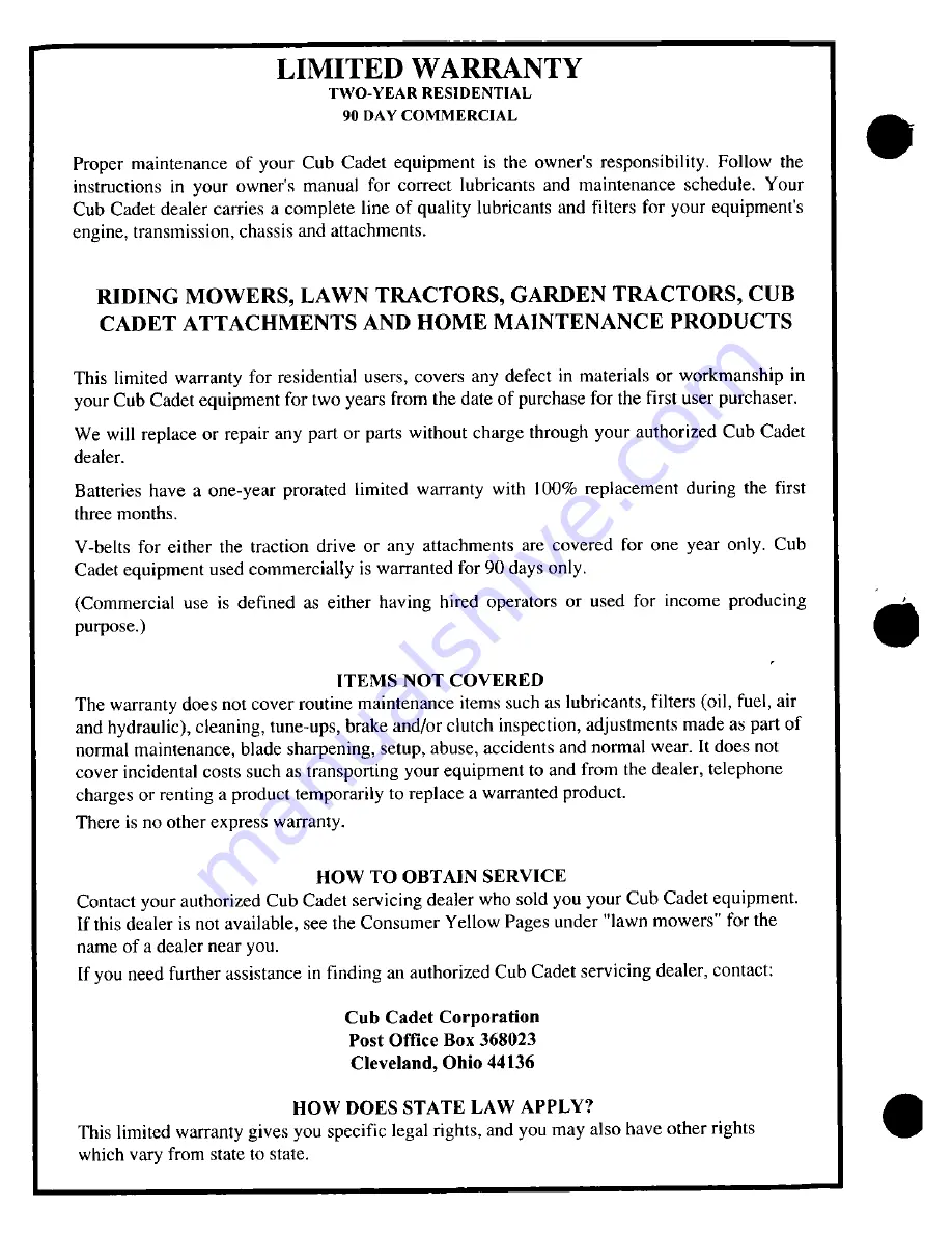 MTD Cub Cadet Z-42 Owner'S Manual Download Page 48