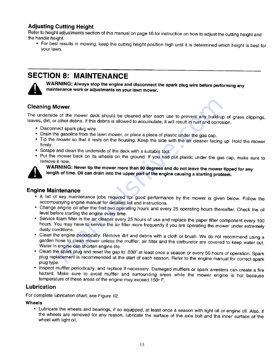 MTD Yard-Man 12A-559K401 Operator'S Manual Download Page 13