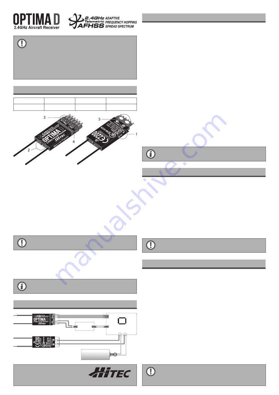 Multiplex Hitec Optima D Instruction Manual Download Page 2