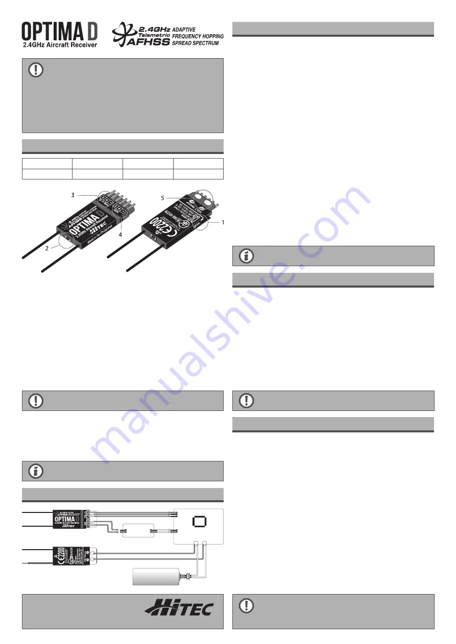 Multiplex Hitec Optima D Instruction Manual Download Page 3