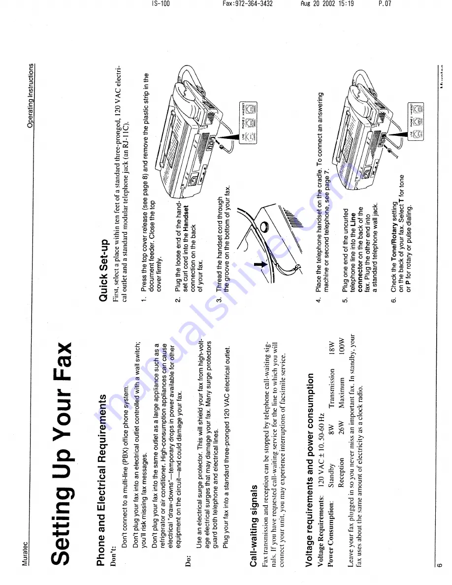 Muratec F-46 Operating Instructions Manual Download Page 7