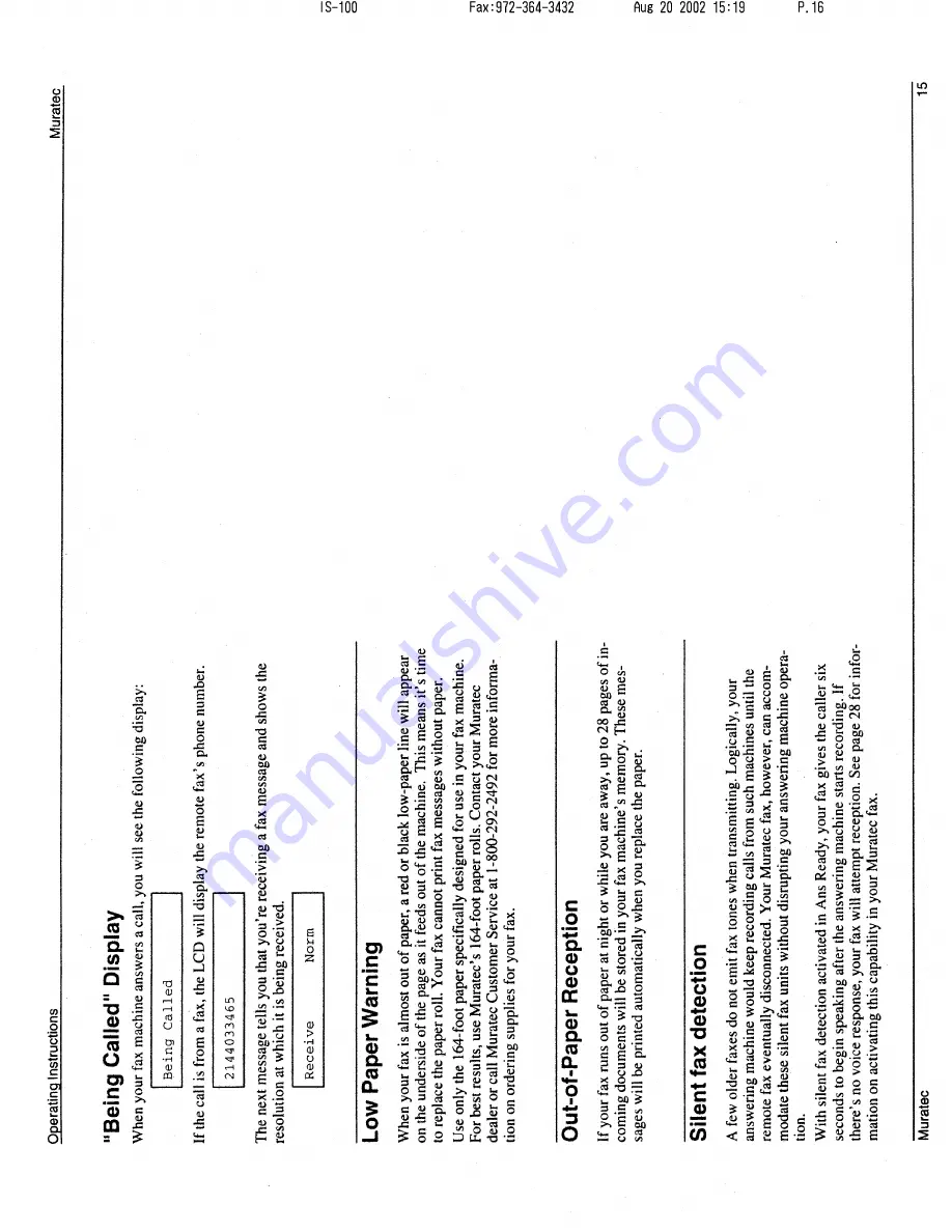 Muratec F-46 Operating Instructions Manual Download Page 16