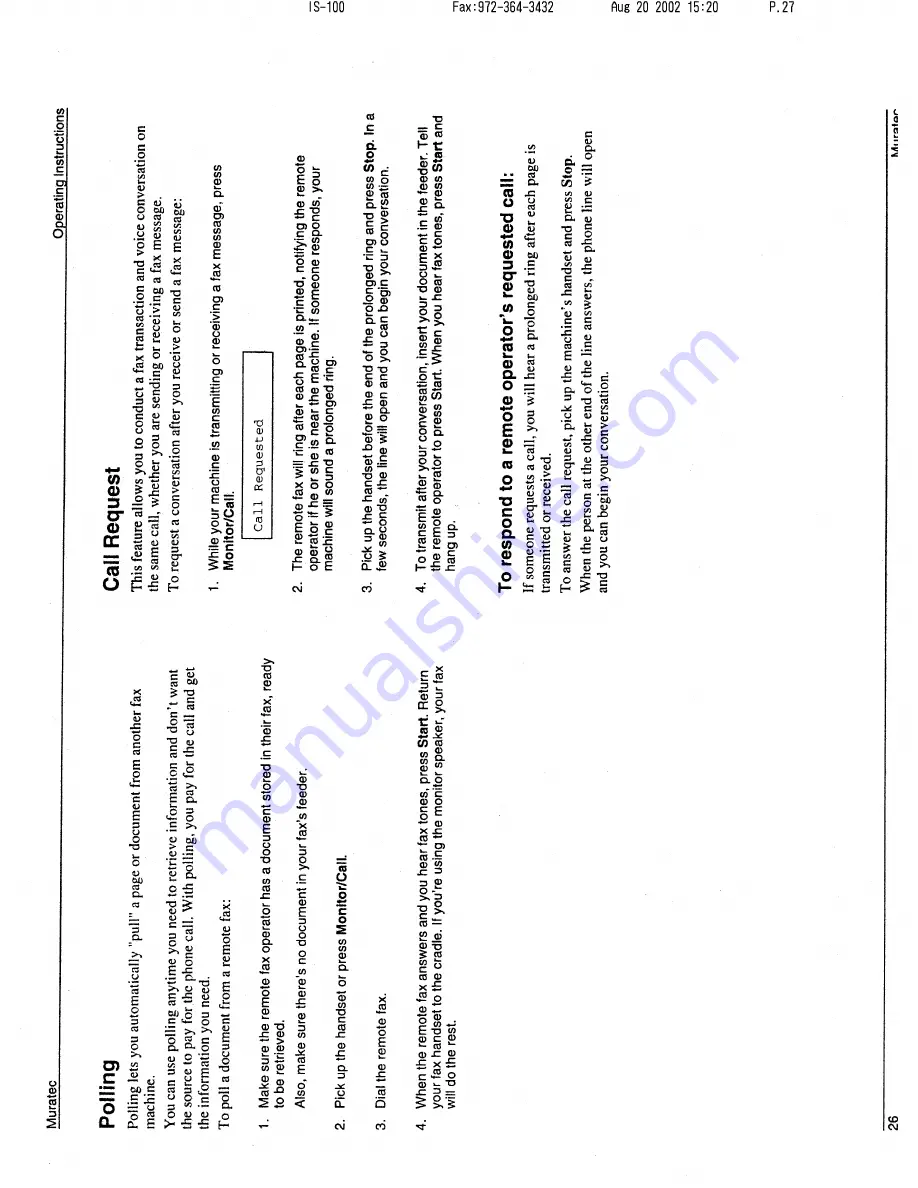 Muratec F-46 Operating Instructions Manual Download Page 27