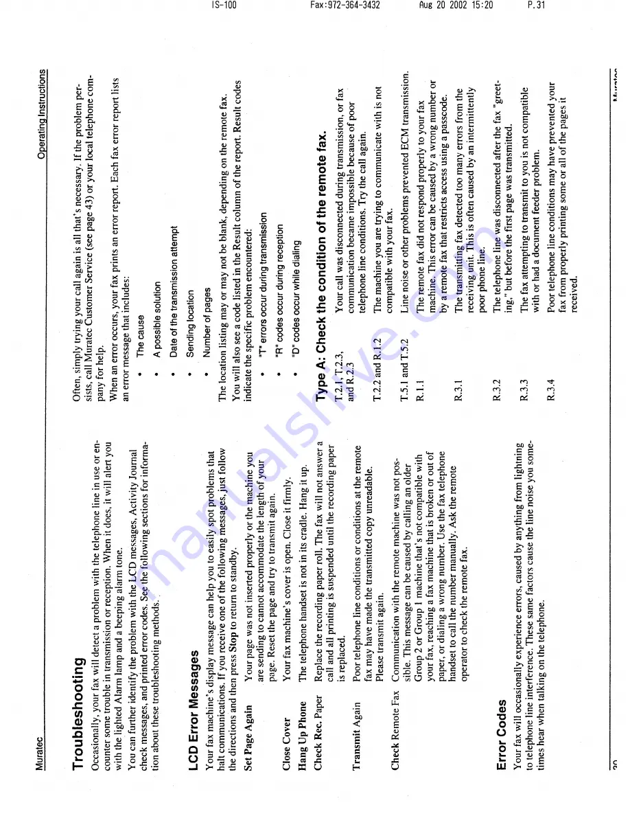 Muratec F-46 Operating Instructions Manual Download Page 31