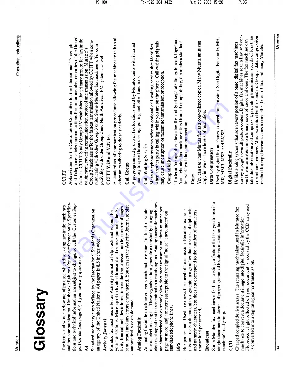 Muratec F-46 Operating Instructions Manual Download Page 35