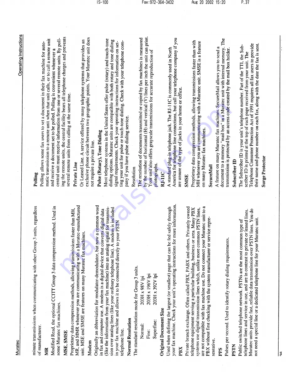 Muratec F-46 Operating Instructions Manual Download Page 37