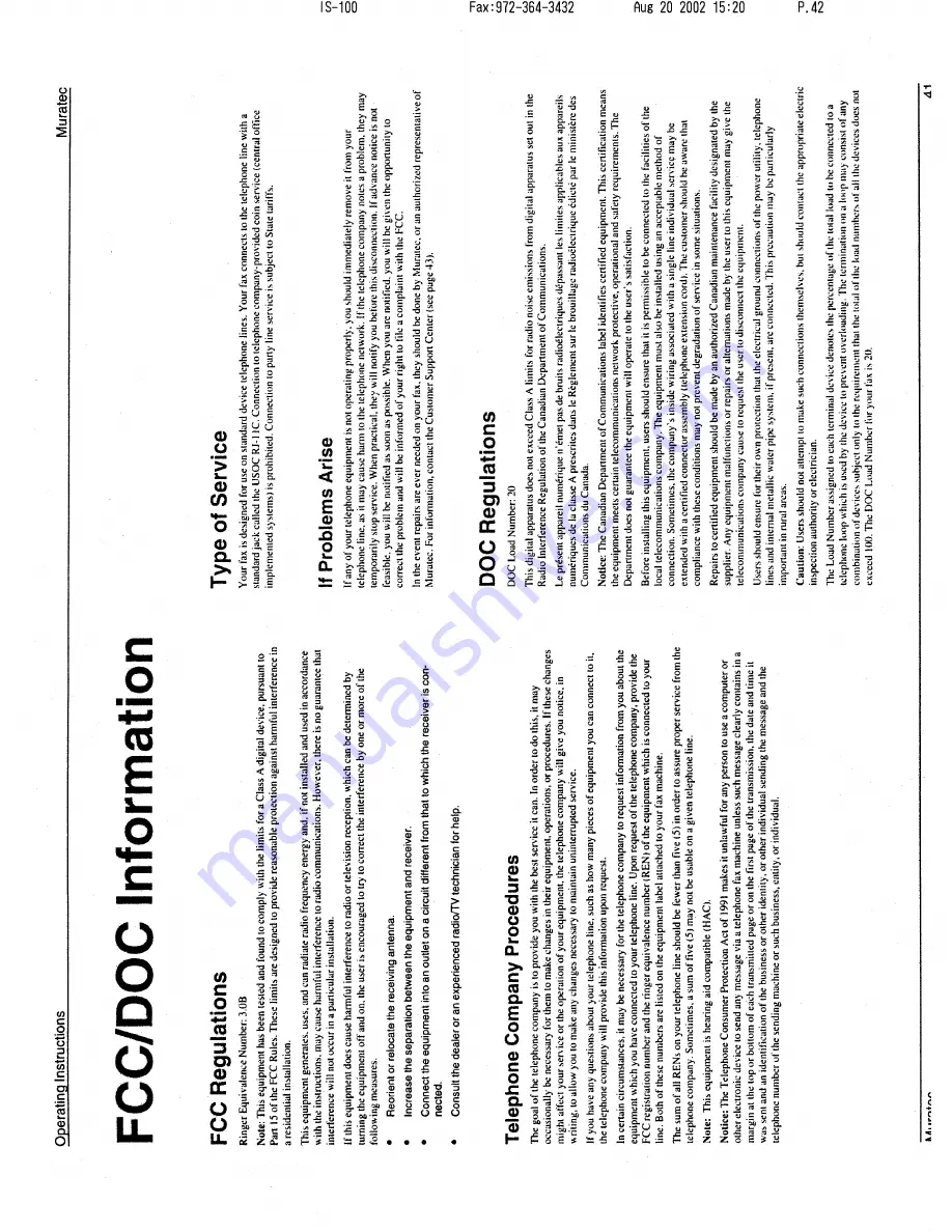 Muratec F-46 Operating Instructions Manual Download Page 42