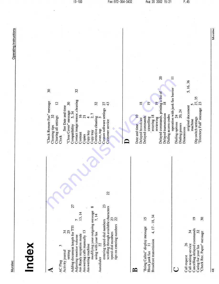 Muratec F-46 Operating Instructions Manual Download Page 45