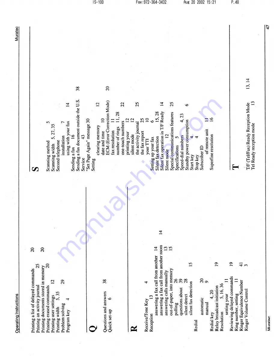 Muratec F-46 Operating Instructions Manual Download Page 48