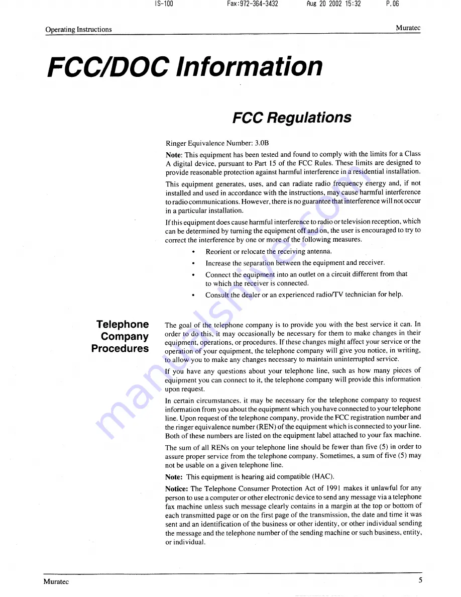 Muratec F-56 Operating Instructions Manual Download Page 6