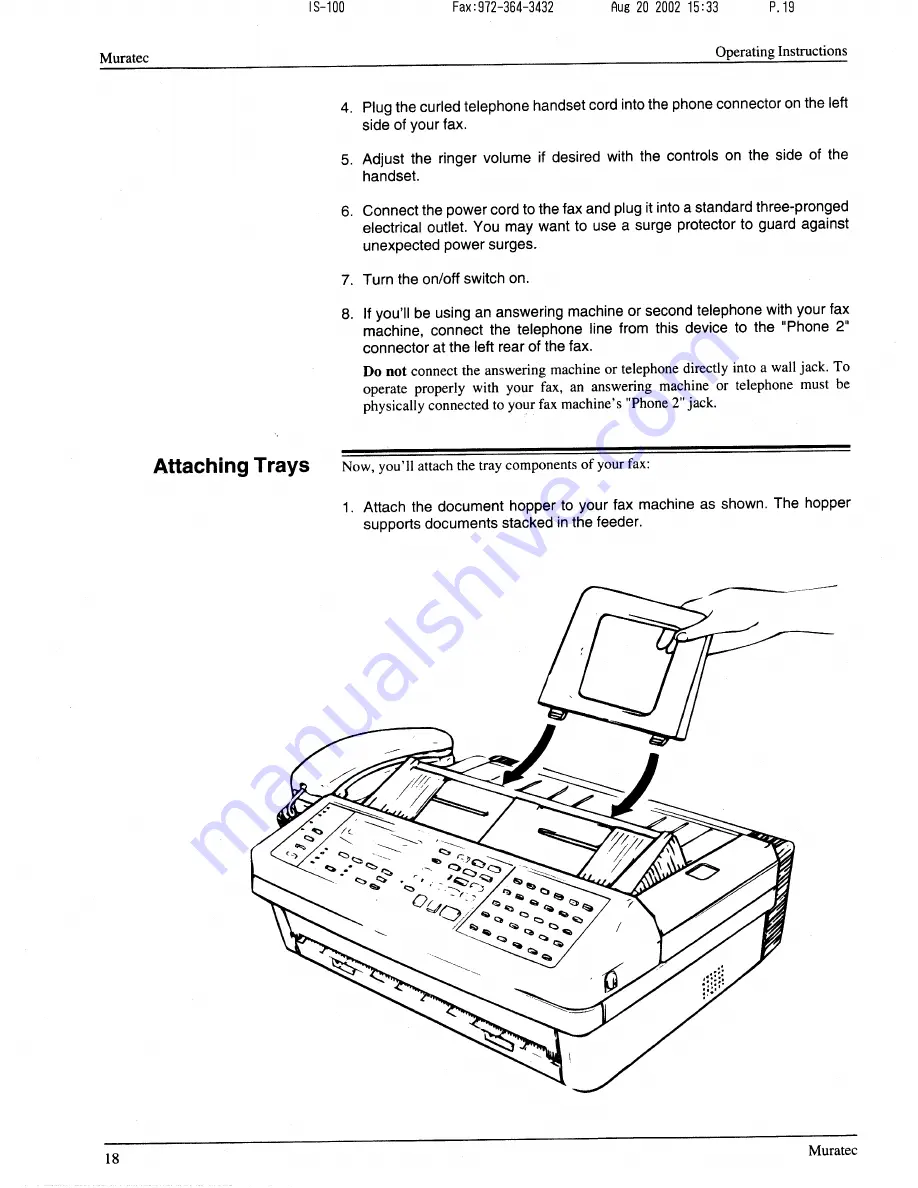 Muratec F-56 Operating Instructions Manual Download Page 19