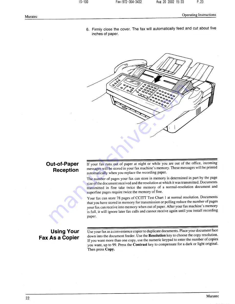 Muratec F-56 Operating Instructions Manual Download Page 23