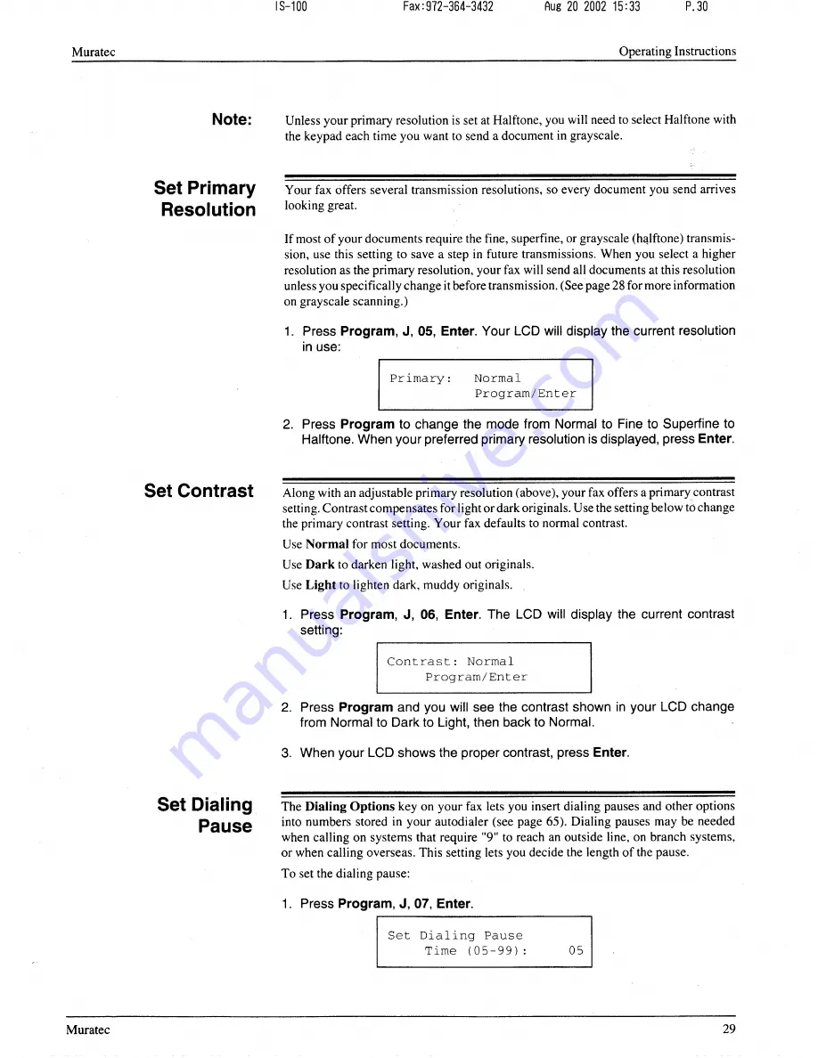 Muratec F-56 Operating Instructions Manual Download Page 30