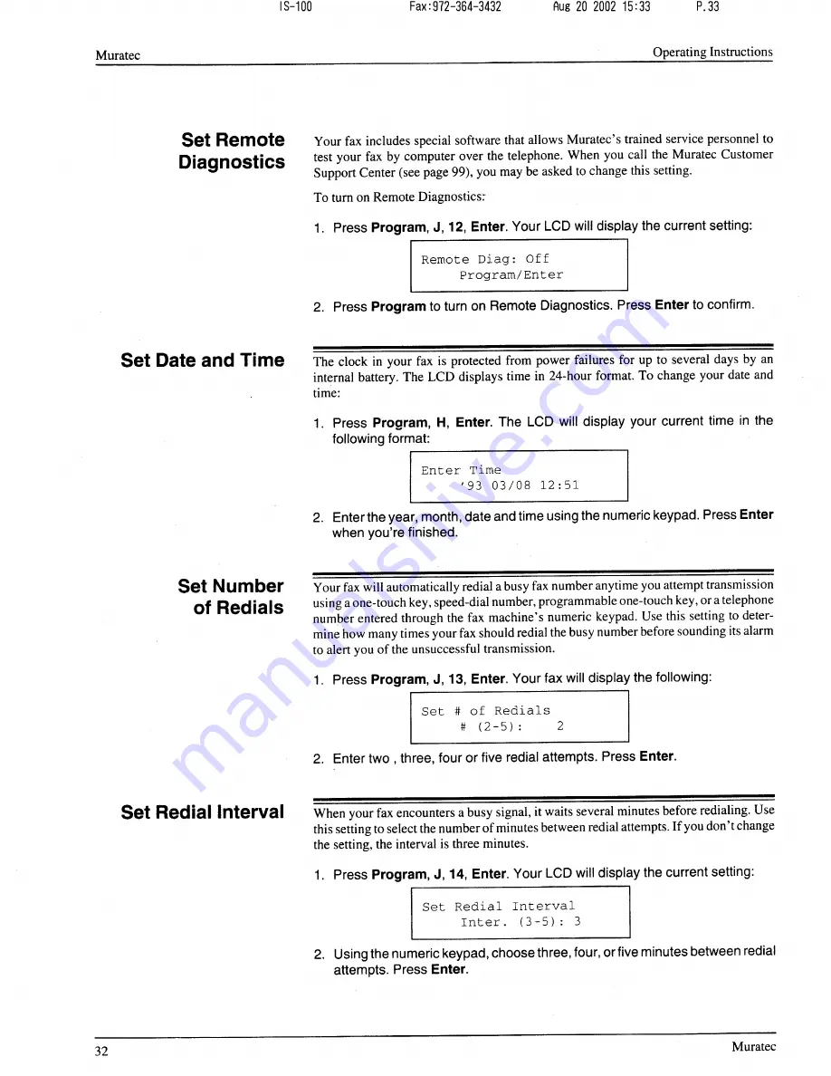 Muratec F-56 Operating Instructions Manual Download Page 33