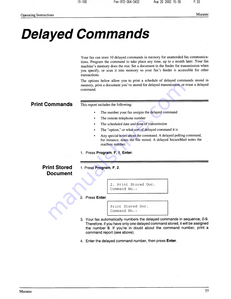 Muratec F-56 Operating Instructions Manual Download Page 78