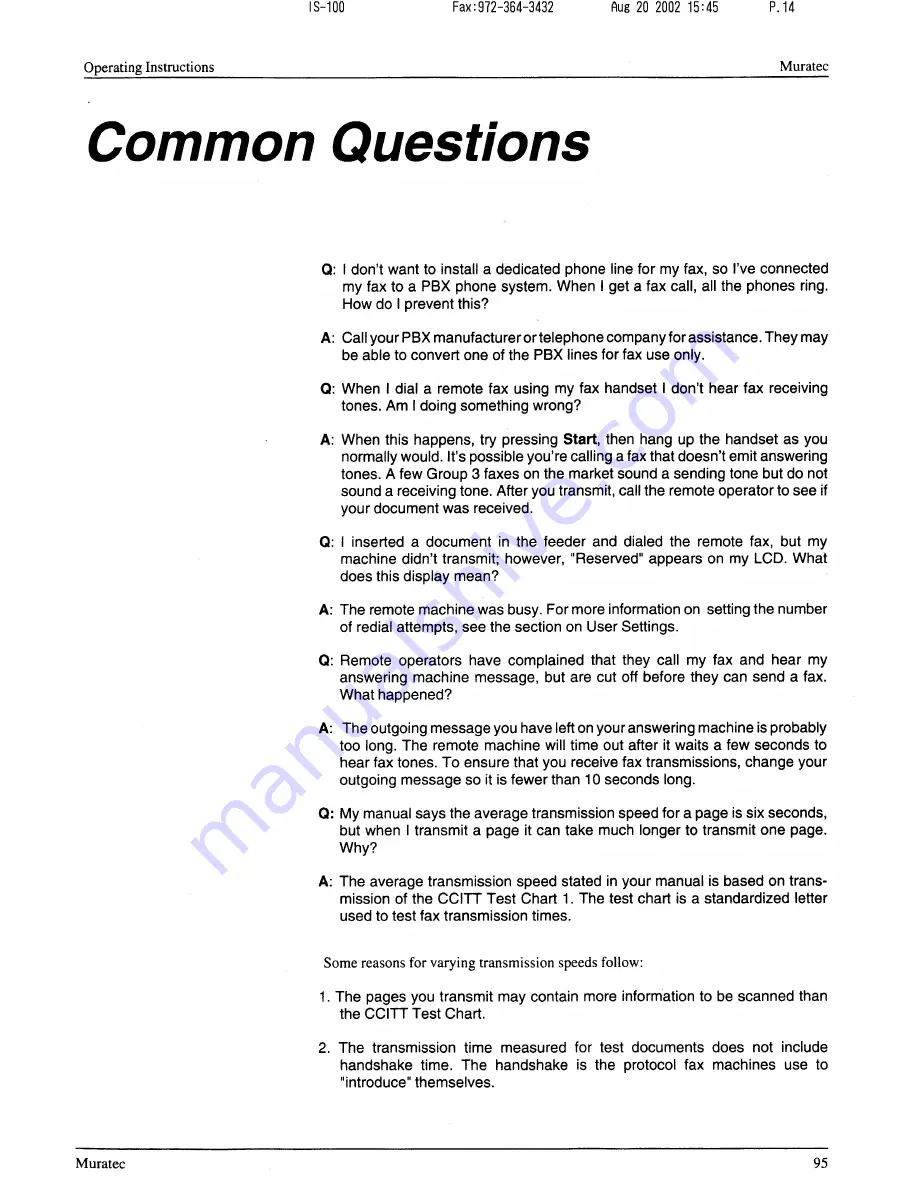 Muratec F-56 Operating Instructions Manual Download Page 95