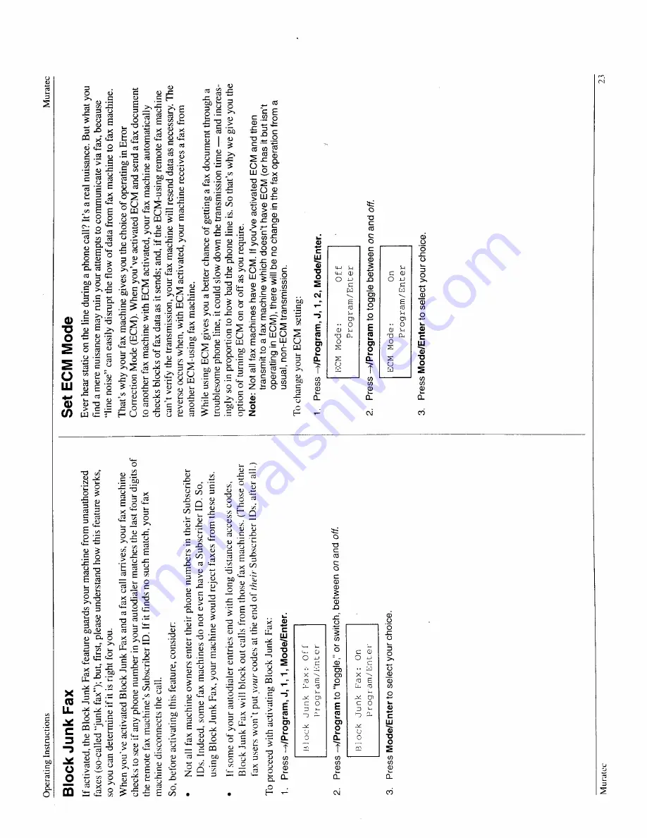 Muratec F-60 Operating Instructions Manual Download Page 25