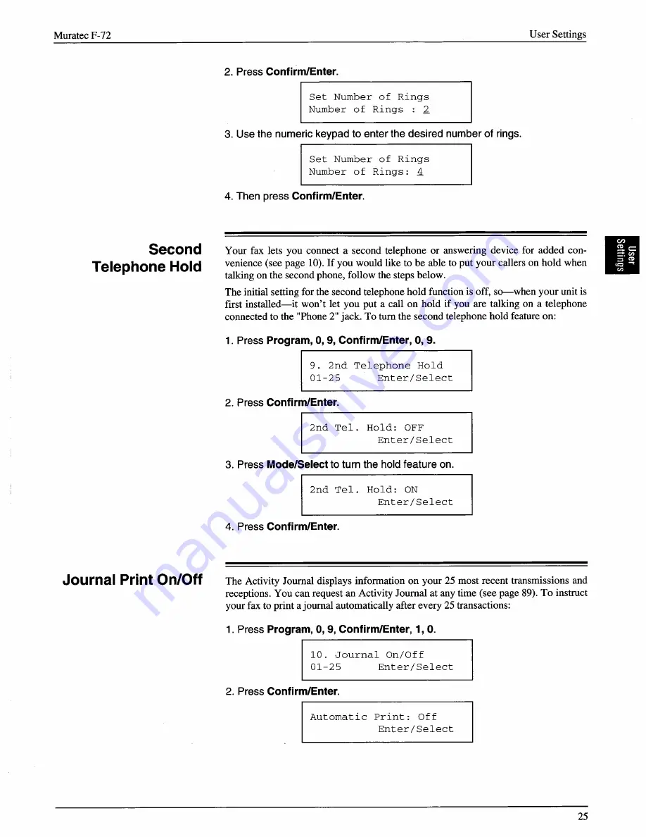 Muratec F-72 Operating Instructions Manual Download Page 25