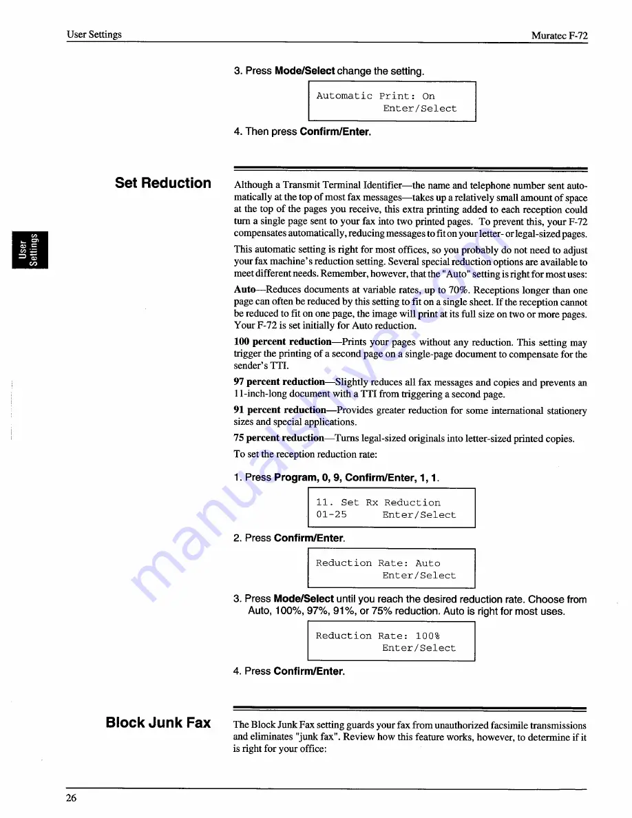 Muratec F-72 Operating Instructions Manual Download Page 26