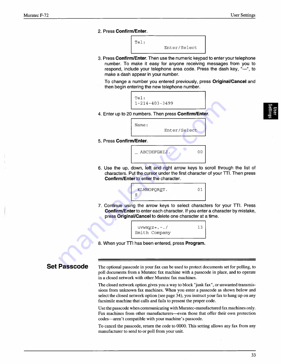 Muratec F-72 Operating Instructions Manual Download Page 33