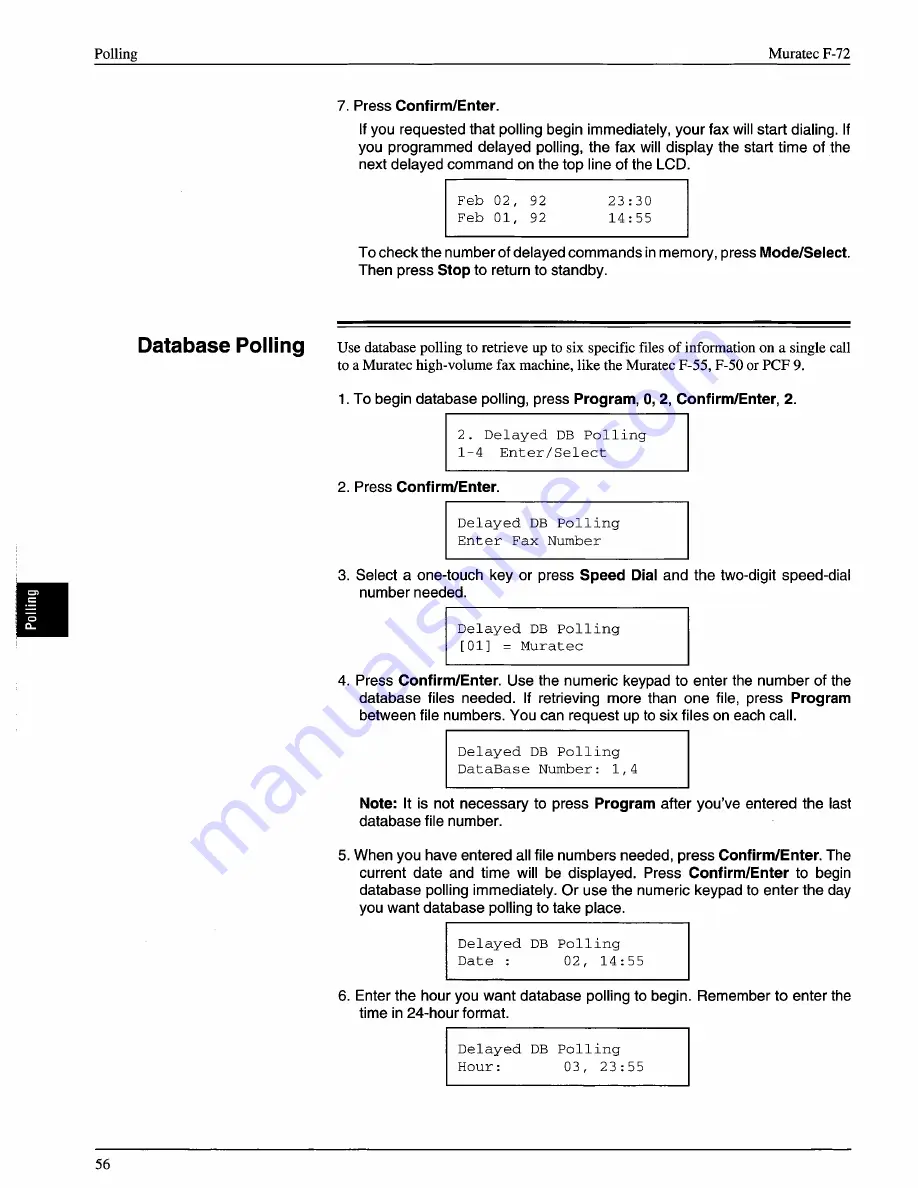 Muratec F-72 Operating Instructions Manual Download Page 56