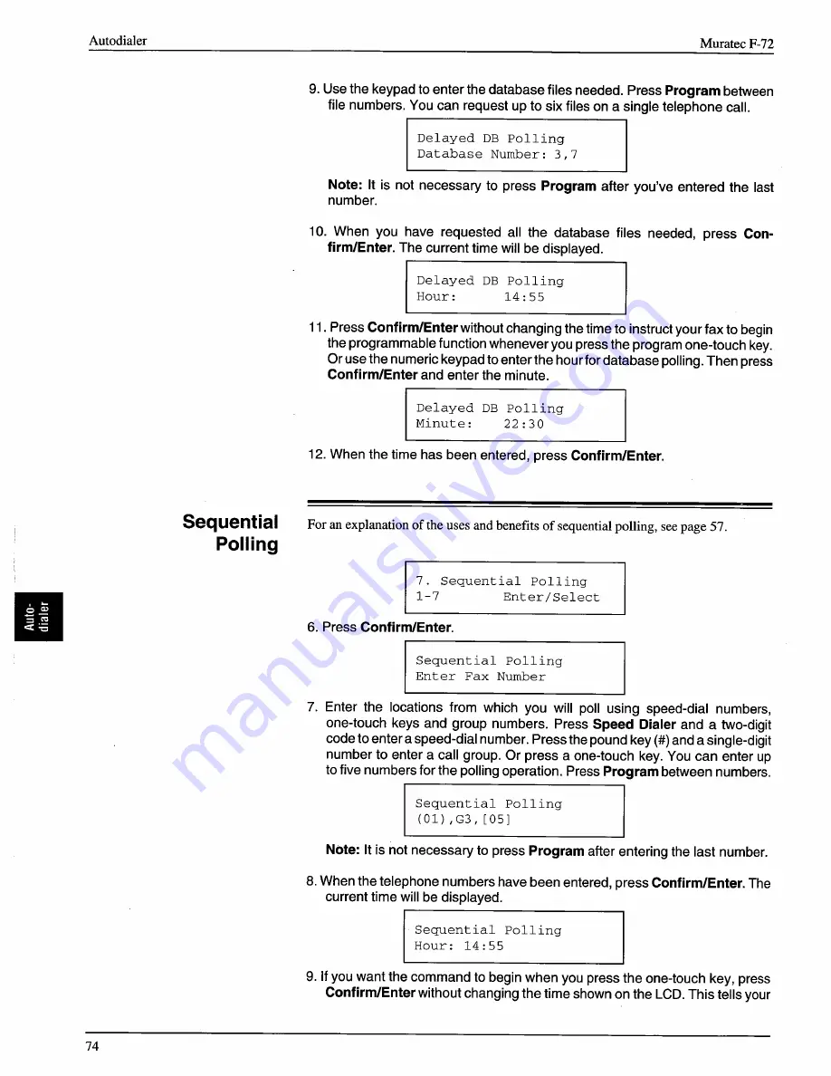 Muratec F-72 Operating Instructions Manual Download Page 74