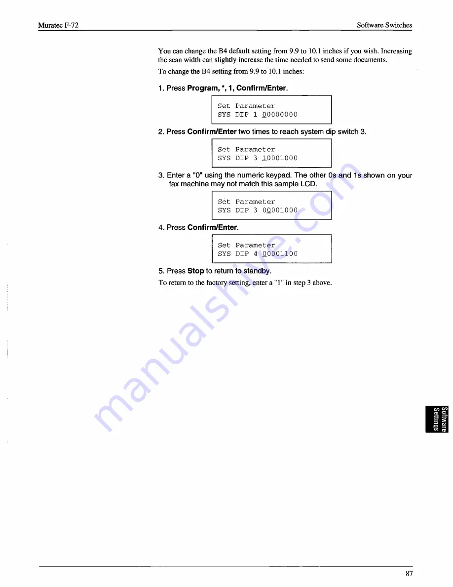 Muratec F-72 Operating Instructions Manual Download Page 87