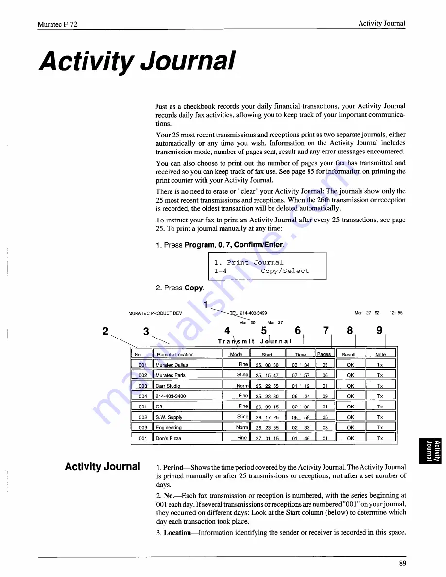 Muratec F-72 Operating Instructions Manual Download Page 89