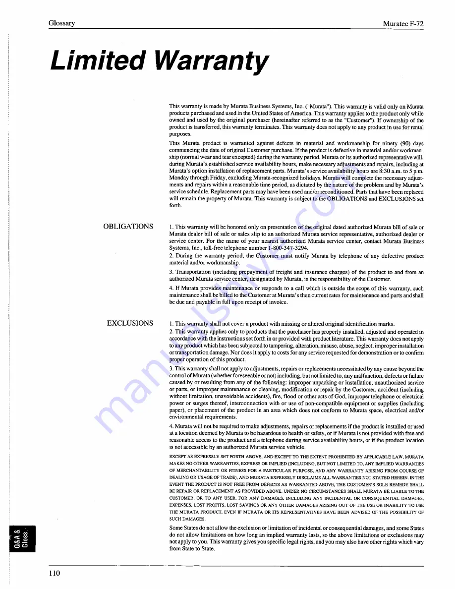 Muratec F-72 Operating Instructions Manual Download Page 106