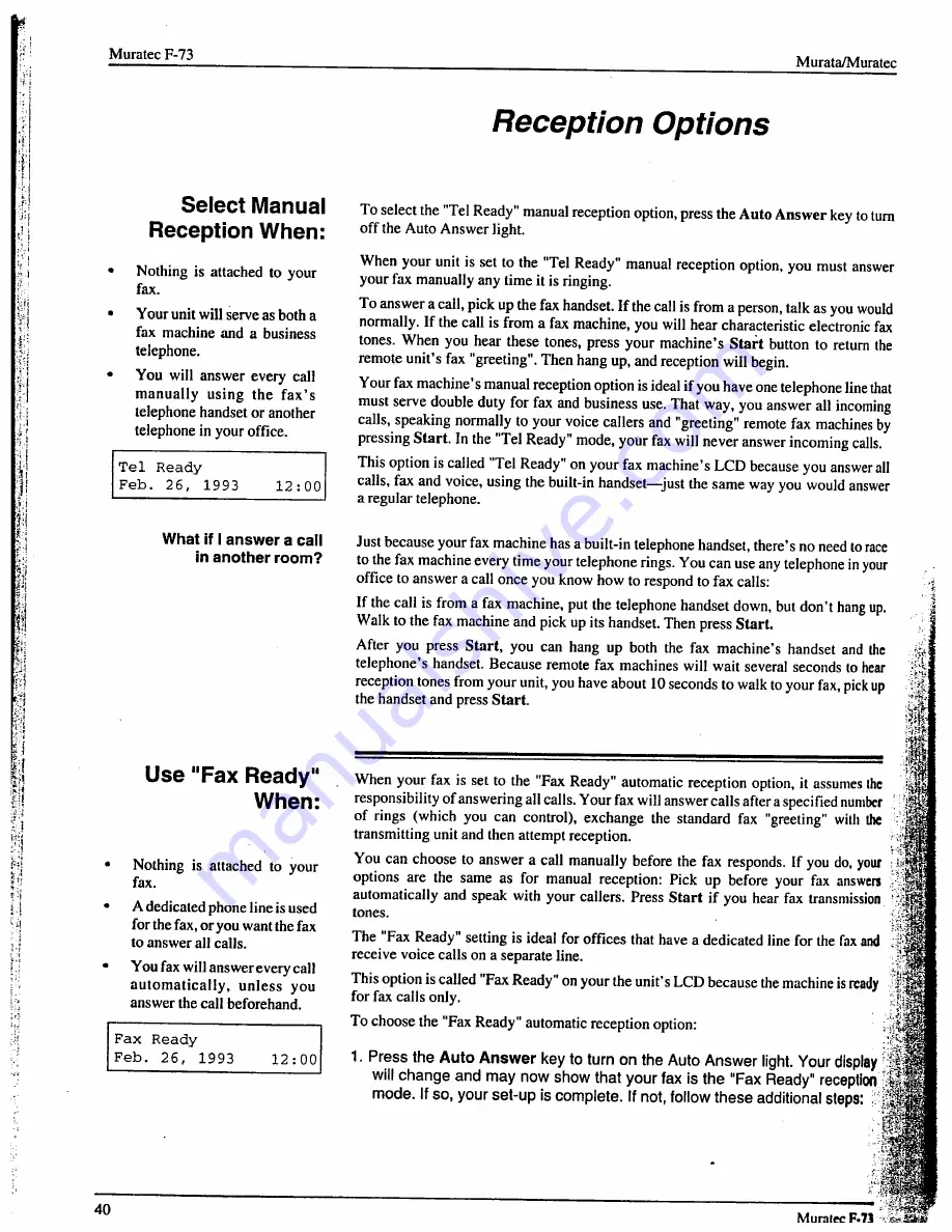 Muratec F-73 Operating Instructions Manual Download Page 42