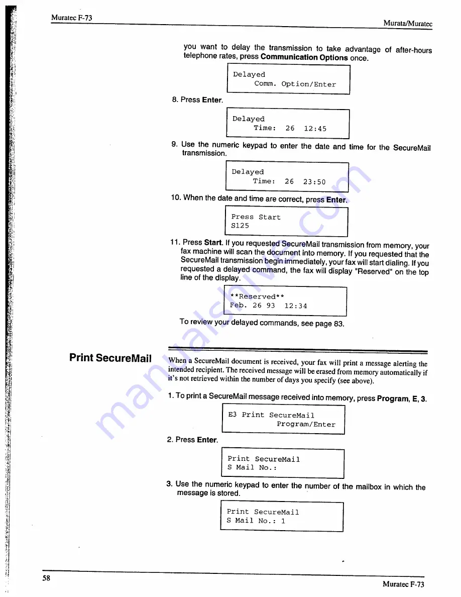 Muratec F-73 Operating Instructions Manual Download Page 60