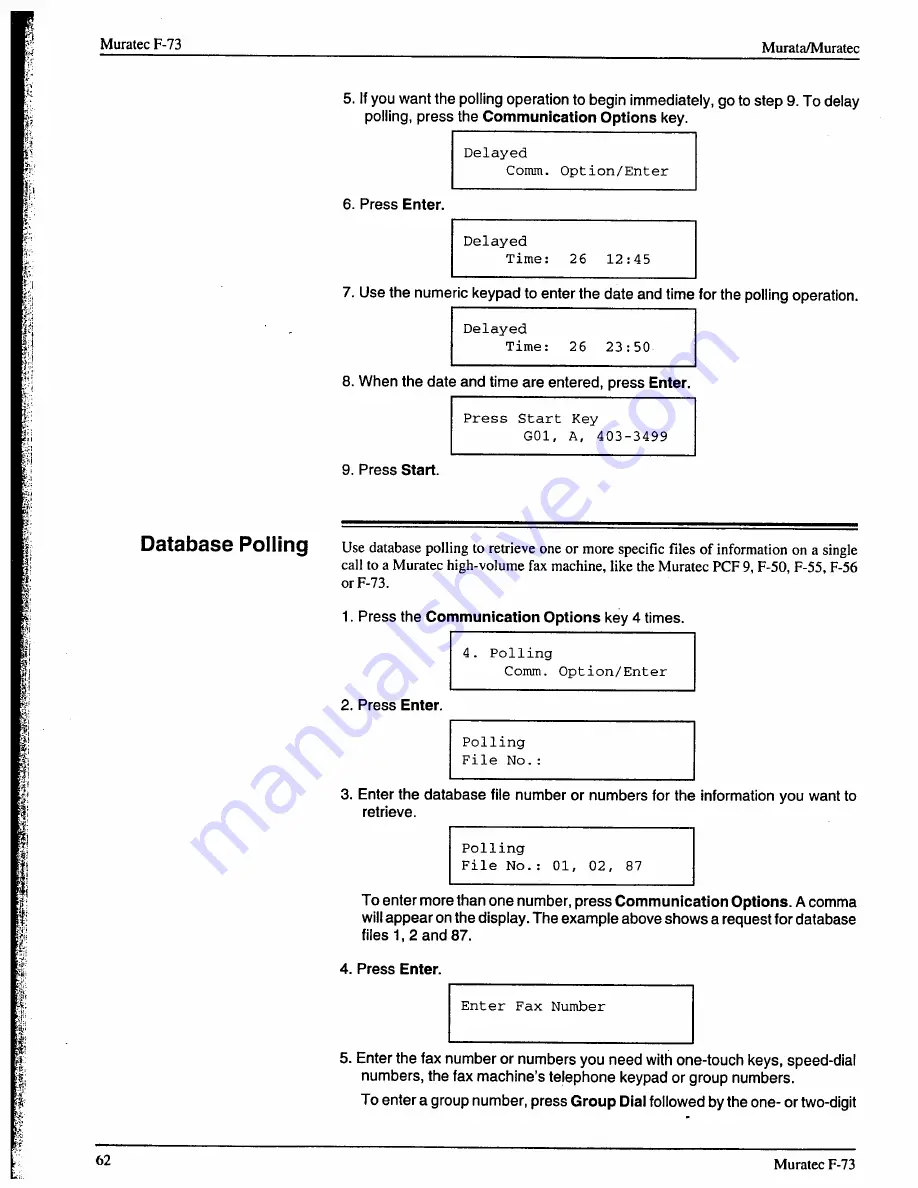 Muratec F-73 Operating Instructions Manual Download Page 64