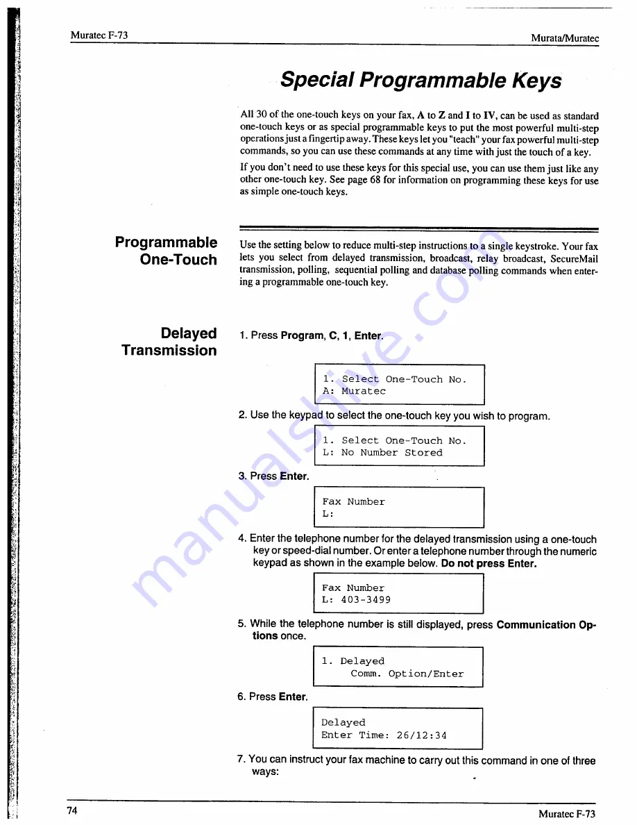 Muratec F-73 Operating Instructions Manual Download Page 76