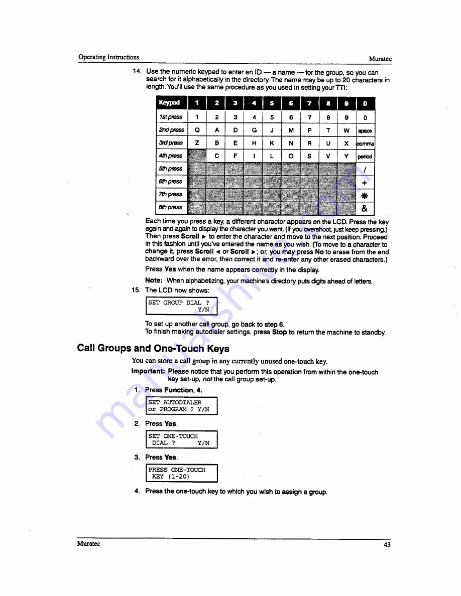 Muratec F-76 Operating Instructions Manual Download Page 45