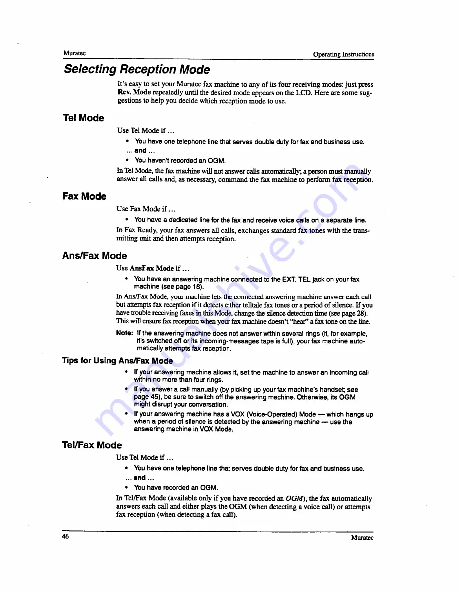 Muratec F-76 Operating Instructions Manual Download Page 48