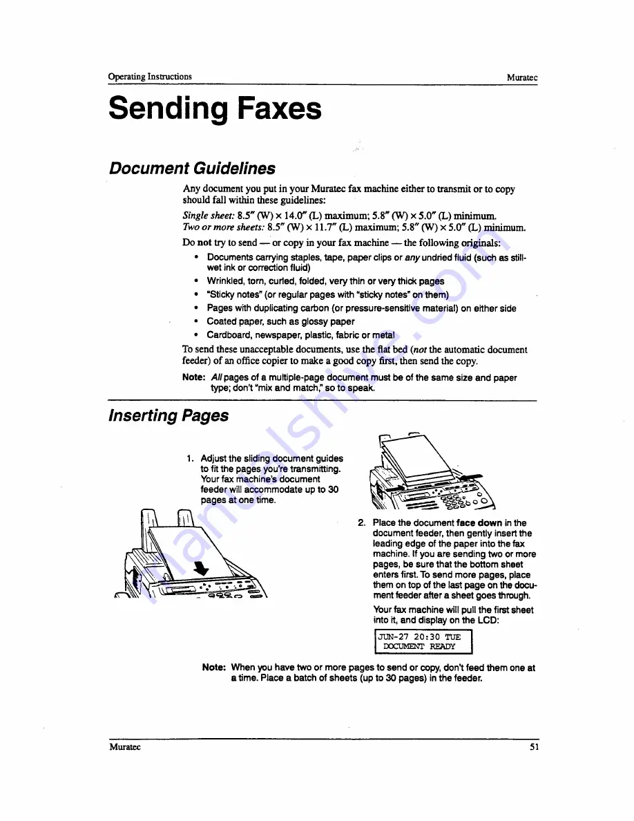 Muratec F-76 Operating Instructions Manual Download Page 53