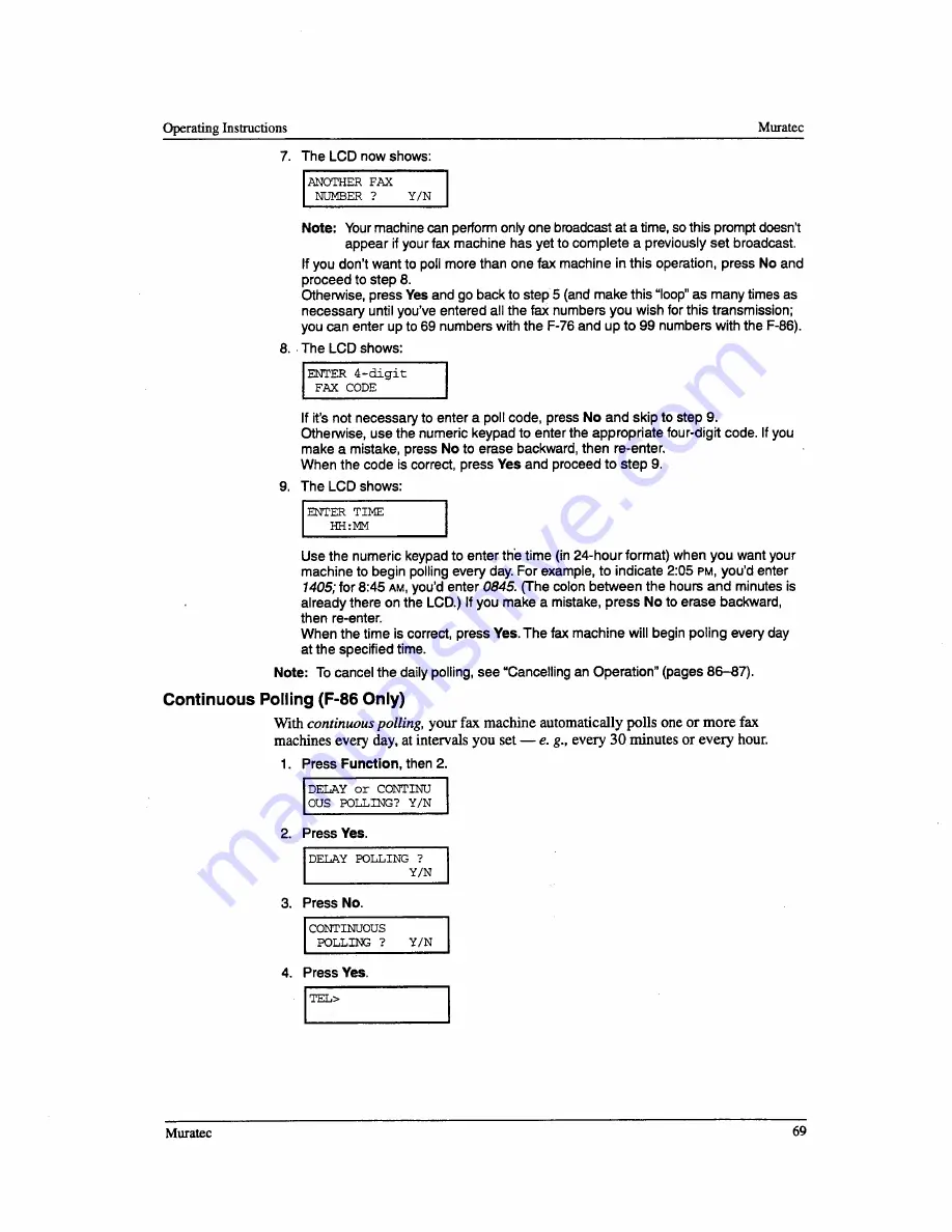 Muratec F-76 Operating Instructions Manual Download Page 71