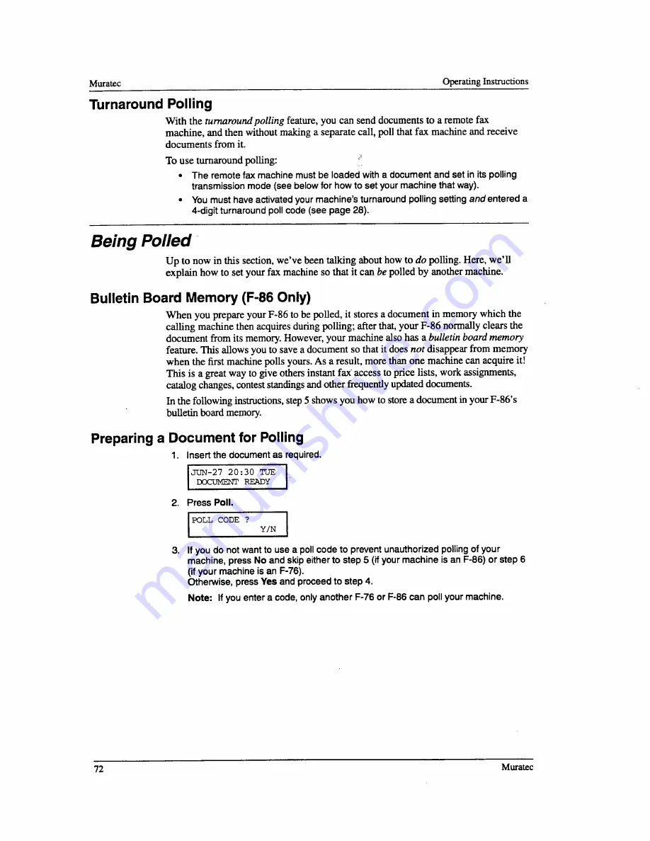 Muratec F-76 Operating Instructions Manual Download Page 74