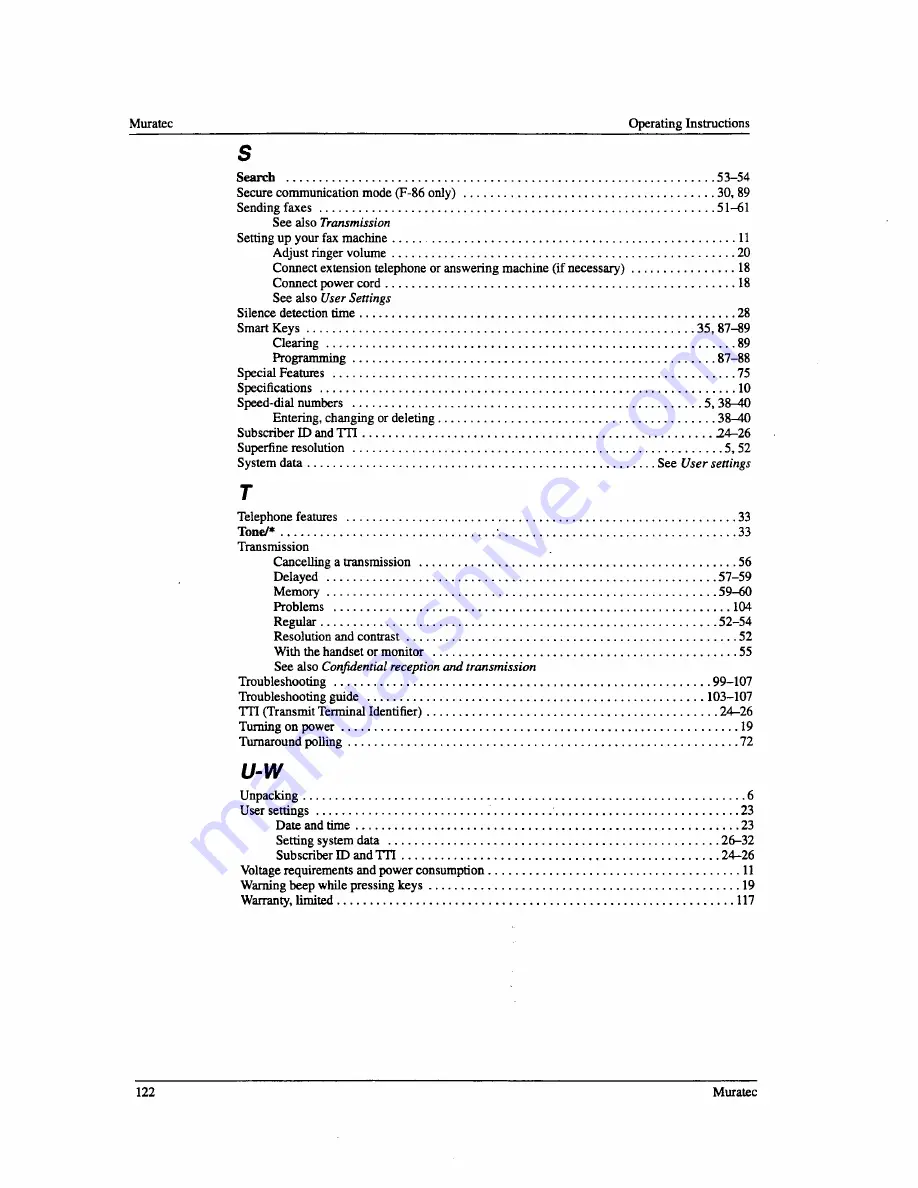 Muratec F-76 Operating Instructions Manual Download Page 124