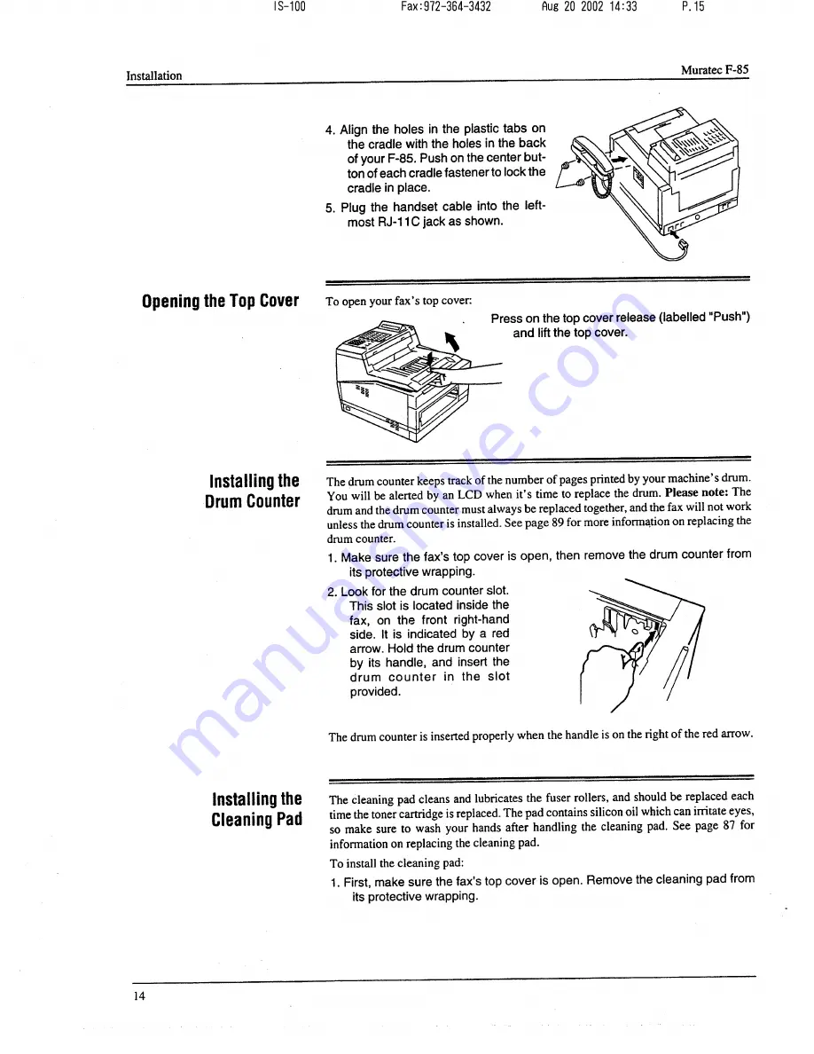 Muratec F-85 Operating Instructions Manual Download Page 15