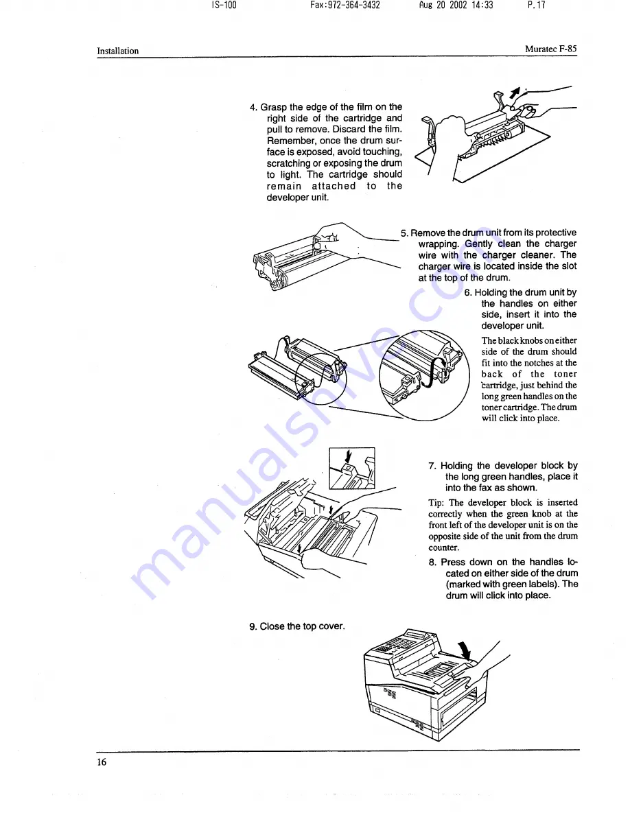 Muratec F-85 Operating Instructions Manual Download Page 17