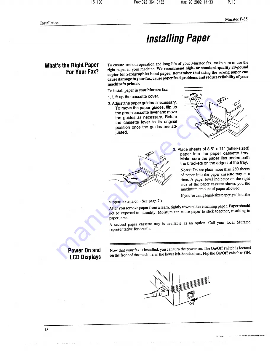 Muratec F-85 Operating Instructions Manual Download Page 19