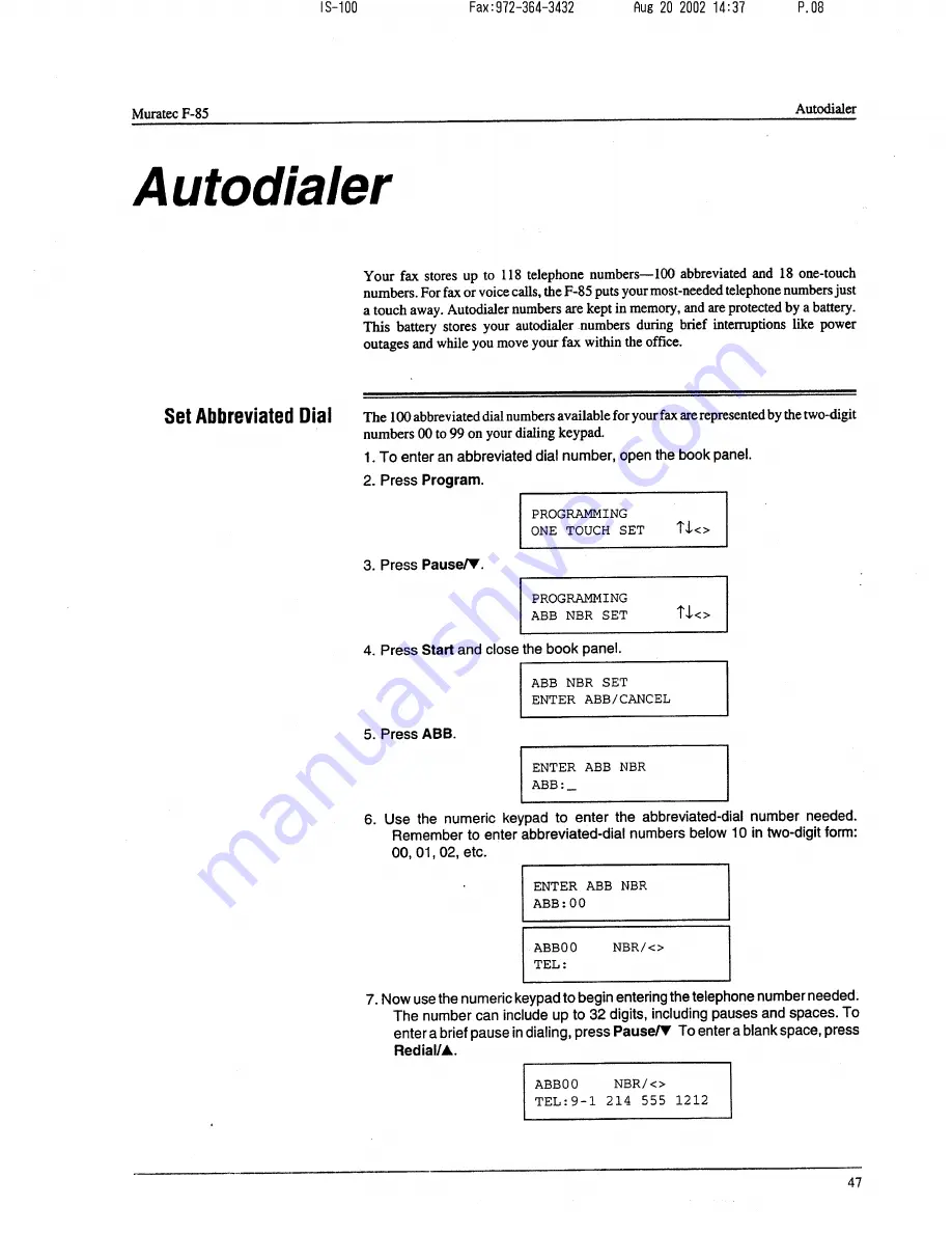 Muratec F-85 Operating Instructions Manual Download Page 48