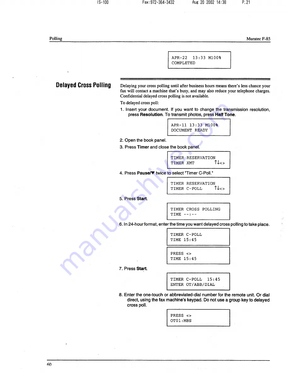 Muratec F-85 Operating Instructions Manual Download Page 61